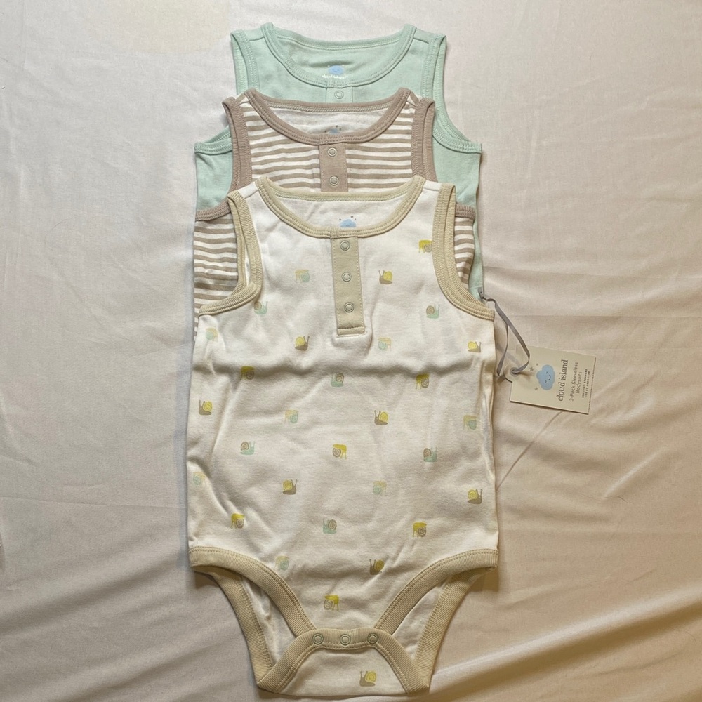 Cloud Island Sleeveless Bodysuits 3-Pack